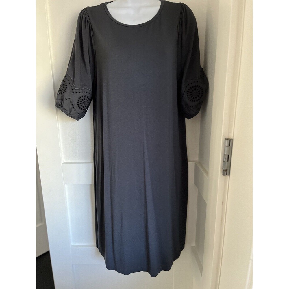 NEW Loft Women's Slate Gray‎ T Shirt Casual Dress Eyelet Short Sleeves Medium